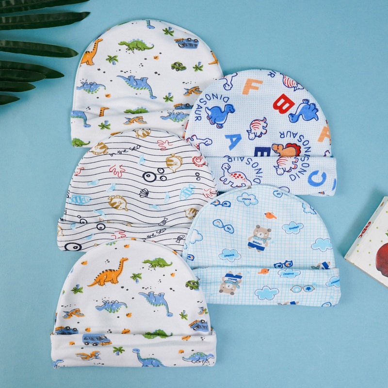 Baby Cotton Caps Pack Of 5 Multi Character – Sunshine