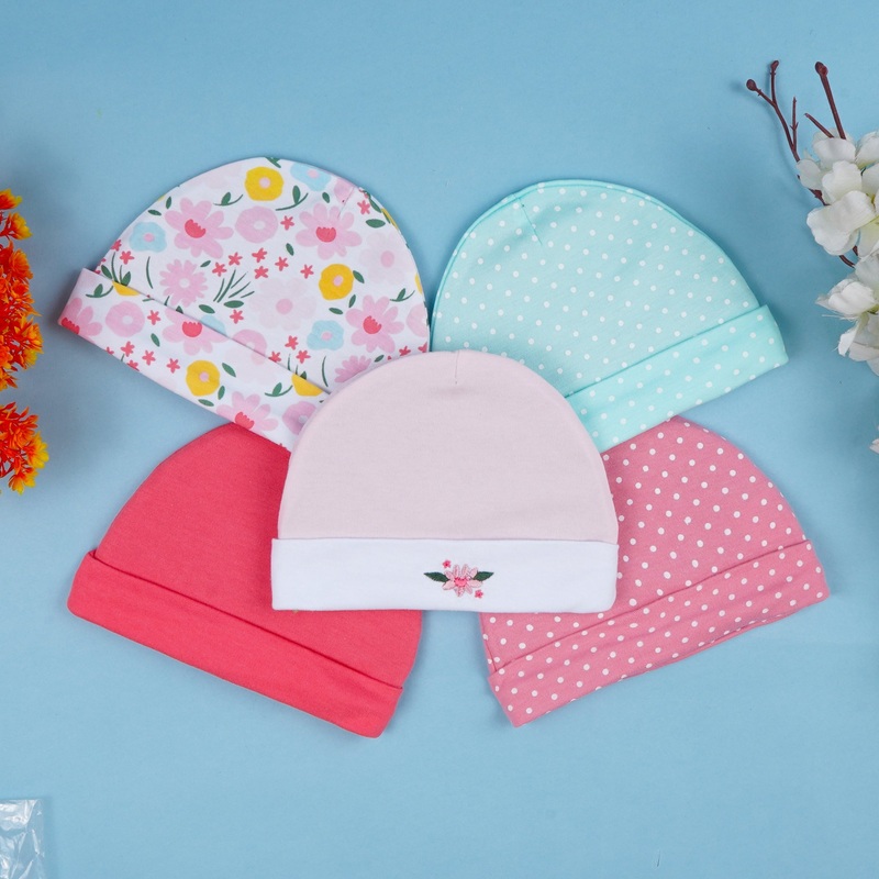 Baby Caps Pack Of 5 Flower Pink – Sunshine