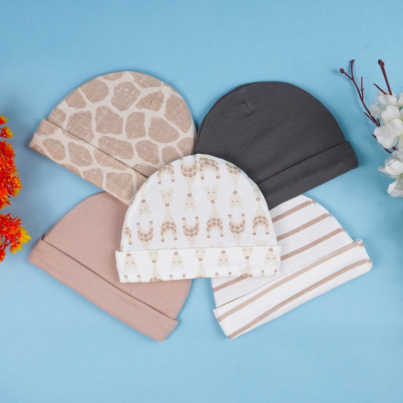 Baby Caps Pack Of 5 Giraffe White – Sunshine
