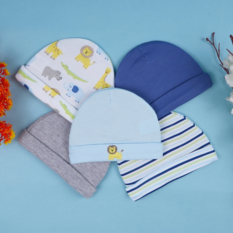 Baby Caps Pack Of 5 Lion Blue – Sunshine