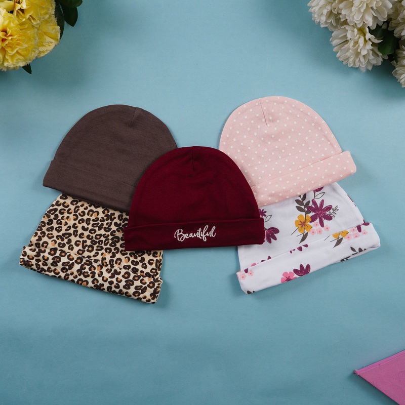 Baby Caps Pack Of 5 Maroon – Sunshine
