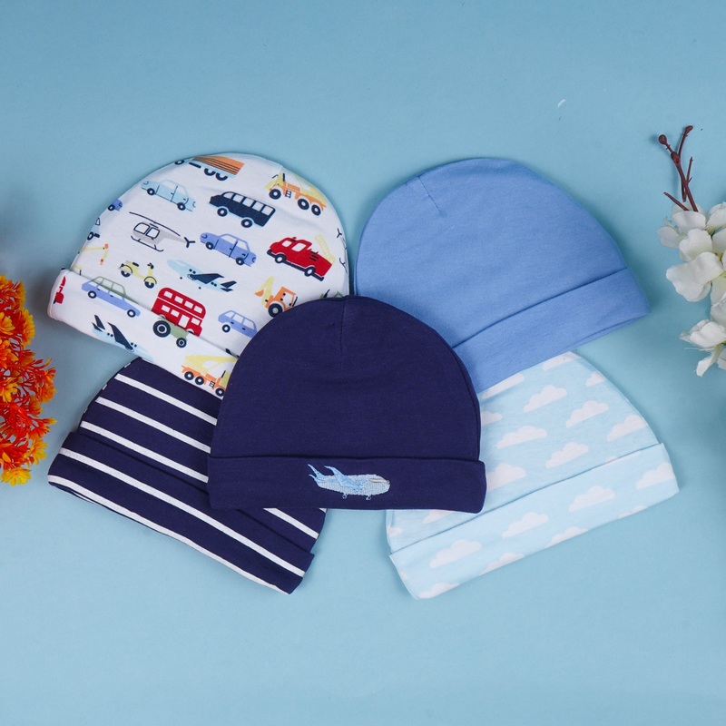 Baby Caps Pack Of 5 Plane Navy Blue – Sunshine
