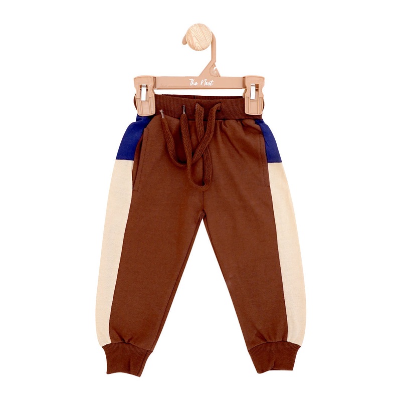 The Nest Beige And Brown Contrast Panel Trousers