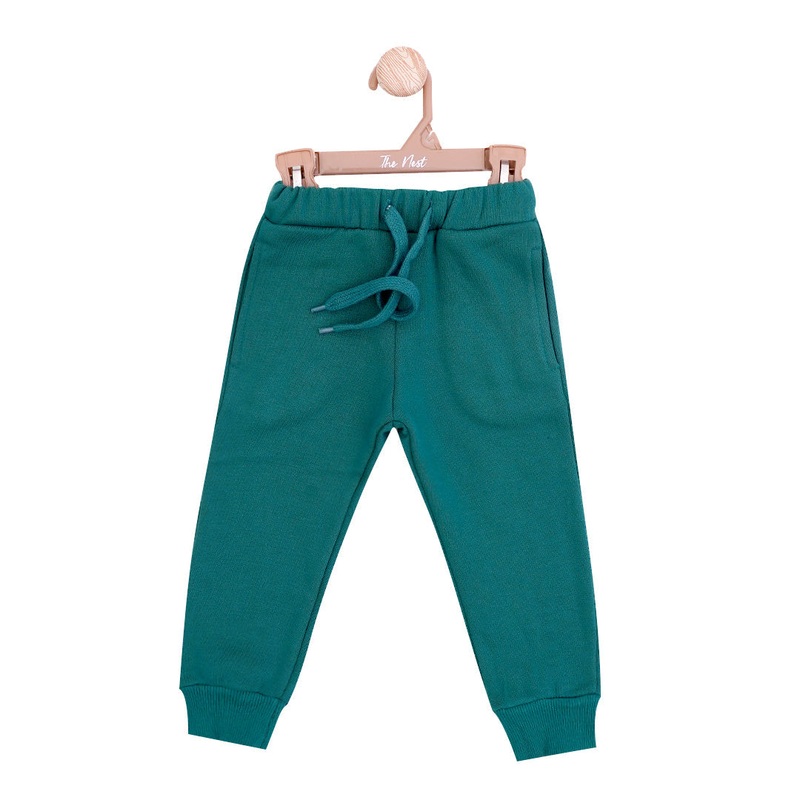 The Nest Green Solid Drawstring Trouser