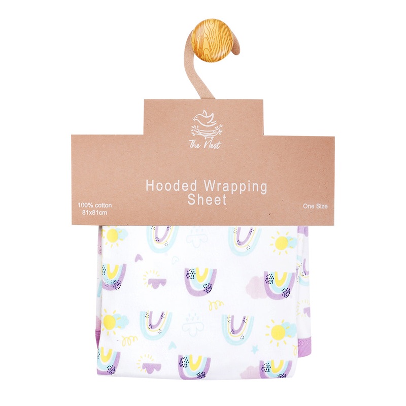 The Nest Rainbow Bliss Hooded Swaddle Sheet