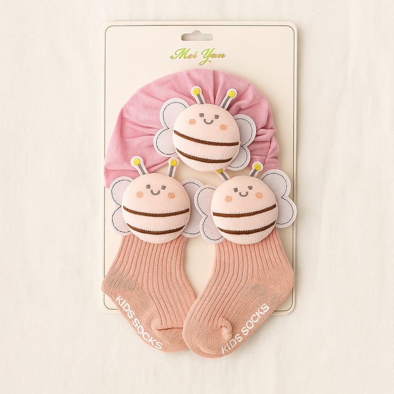 2 Pcs Cap & Socks Set Character Pink – Sunshine