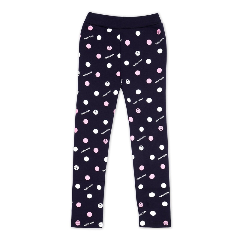 Girls Fleece Tights Polka Dots Navy Blue – Sunshine