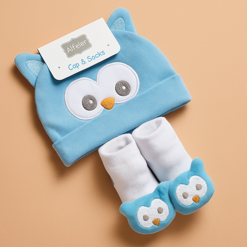 Baby Cap & Booties Set 3Pcs Penguin Blue – Sunshine