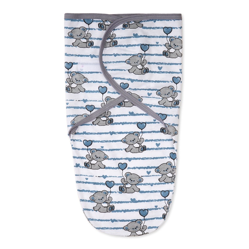 Baby Adjustable White Swaddle Blue Lines Bear – Sunshine