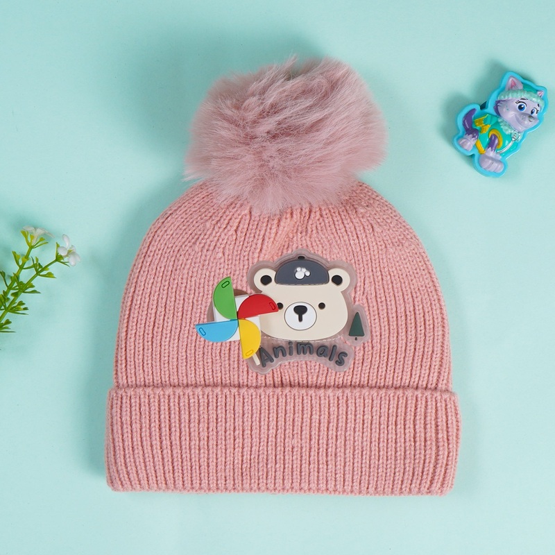 Baby Soft Woolen Cap Bear Peach – Sunshine