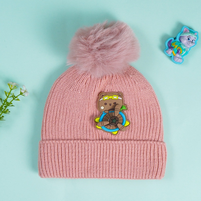 Baby Soft Woolen Cap Pilot Bear Peach – Sunshine