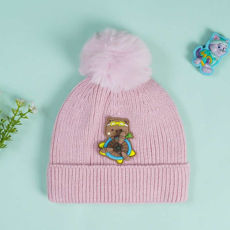 Baby Soft Woolen Cap Pilot Bear Pink – Sunshine
