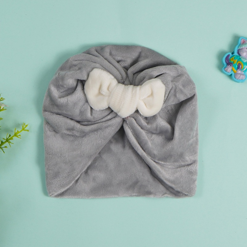 Baby Turban Cap Bow Grey – Sunshine