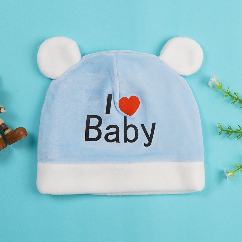 Baby Fleece Cap I Love Baby Bear Blue – Sunshine