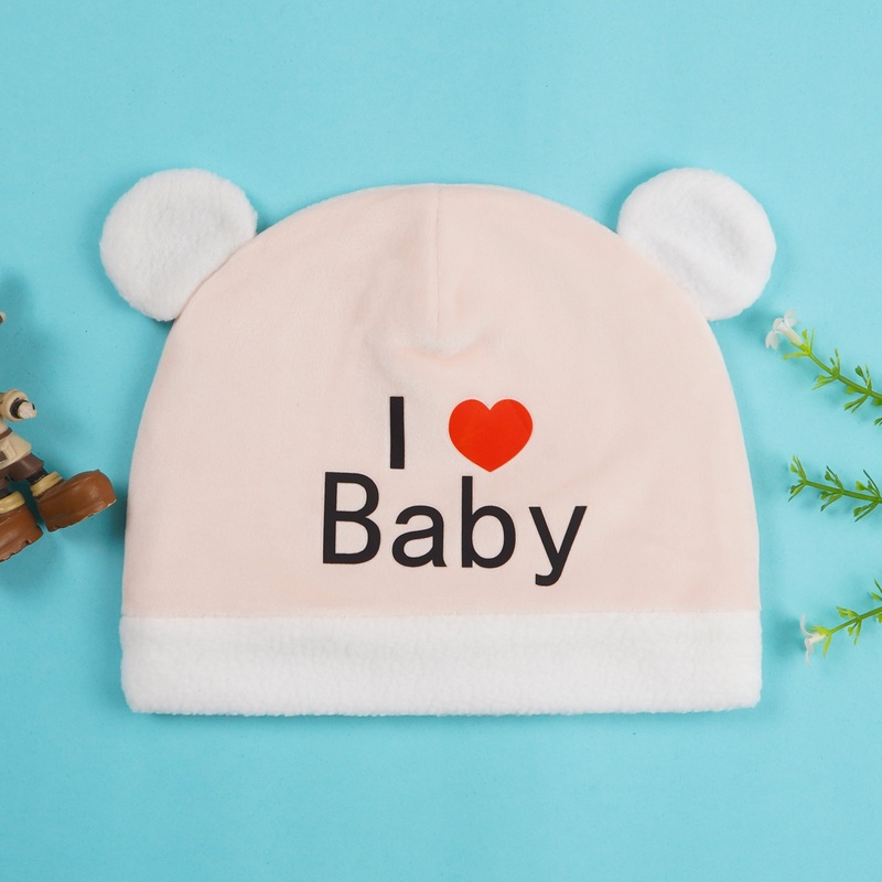 Baby Fleece Cap I Love Baby Bear Pink – Sunshine