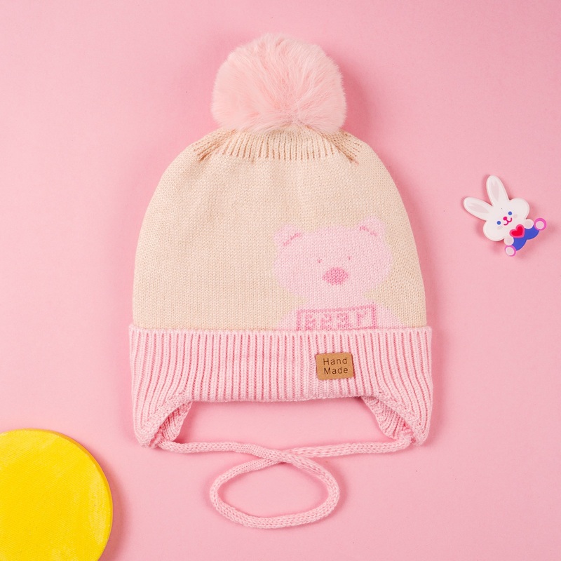 Baby Soft Woolen Cap Pink & Beige – Sunshine