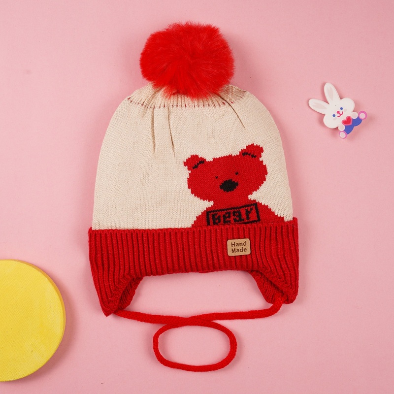 Baby Soft Woolen Cap Red & Beige – Sunshine