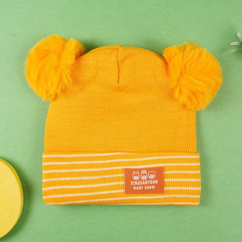 Baby Warm Cap Stripes Mustard – Sunshine
