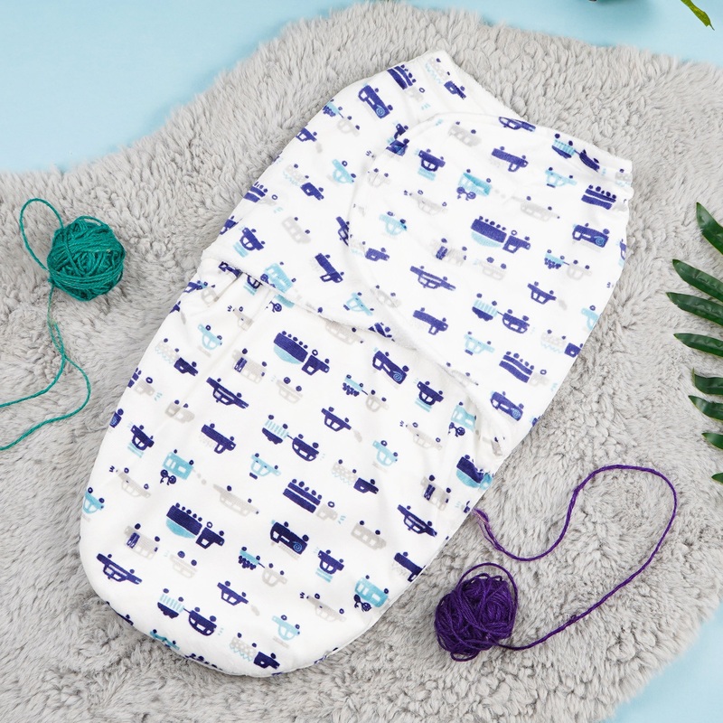 Baby Fleece Swaddle Cars White – Sunshine