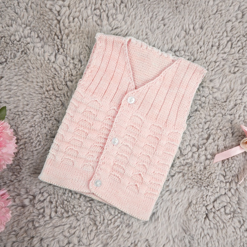 Baby Sleeveless Woolen Sweater Peach – Sunshine
