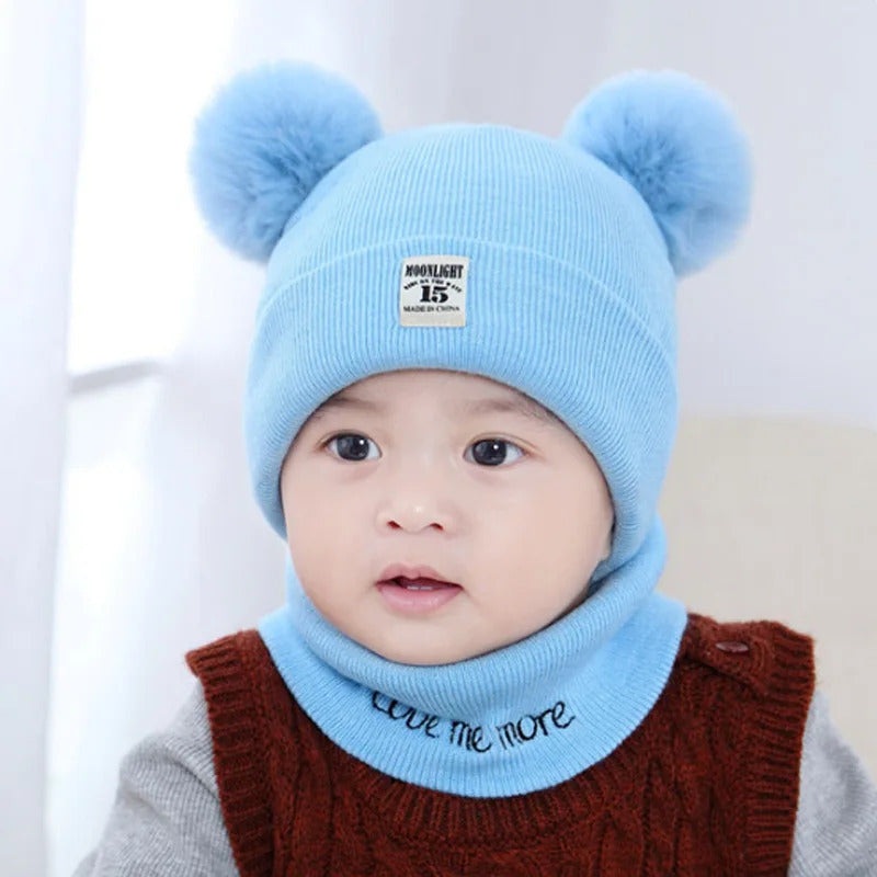 Baby Woolen Cap & Neck Warmer Set Blue – Sunshine
