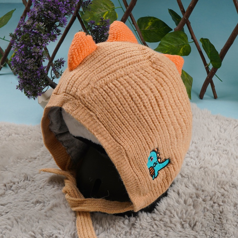 Baby Woolen String Cap Dino Brown – Sunshine