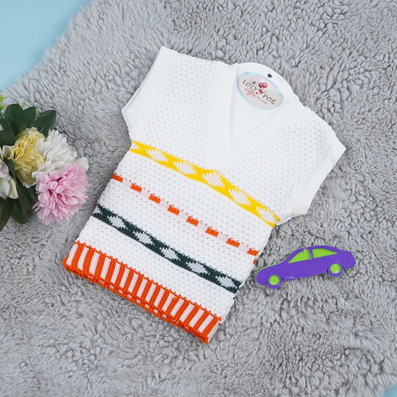Baby Sleeveless Sweater Stripes White – Sunshine