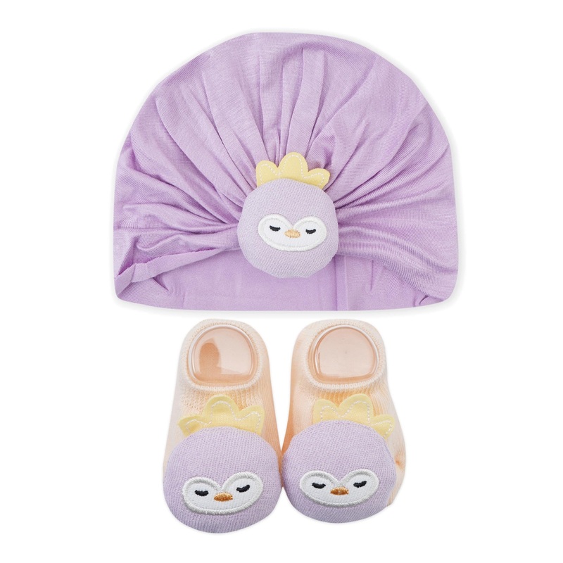 Baby Turban Cap & Booties Set Purple Sparrow – Sunshine