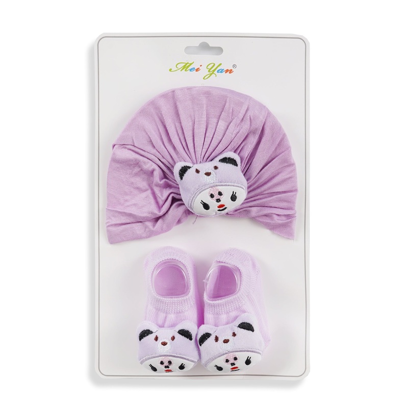 Baby Turban Cap & Booties Set Purple – Sunshine