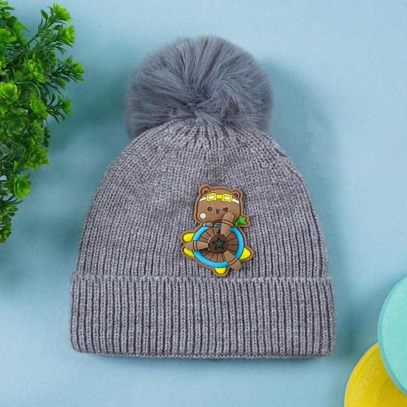 Baby Soft Woolen Cap Pilot Bear Grey – Sunshine