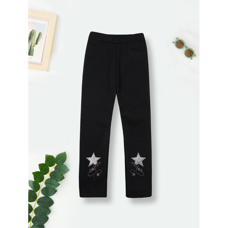 Girls Fleece Tights Stars Black – Sunshine