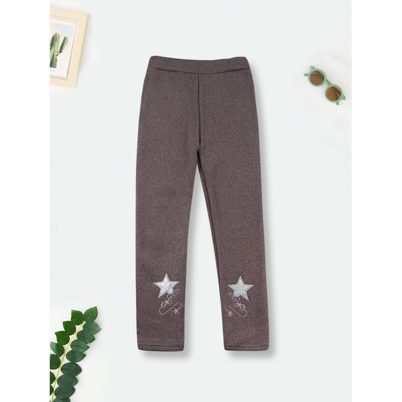 Girls Fleece Tights Stars Brown – Sunshine