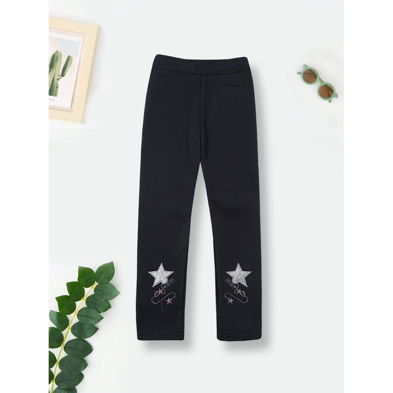 Girls Fleece Tights Stars Charcoal – Sunshine