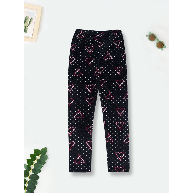Girls Polyester Tights Hearts Black – Sunshine
