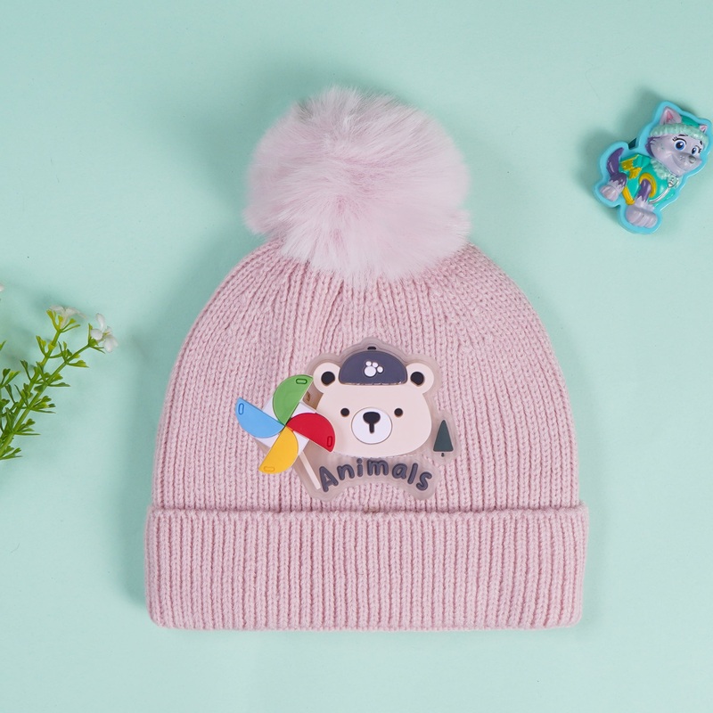 Baby Soft Woolen Cap Bear Pink – Sunshine
