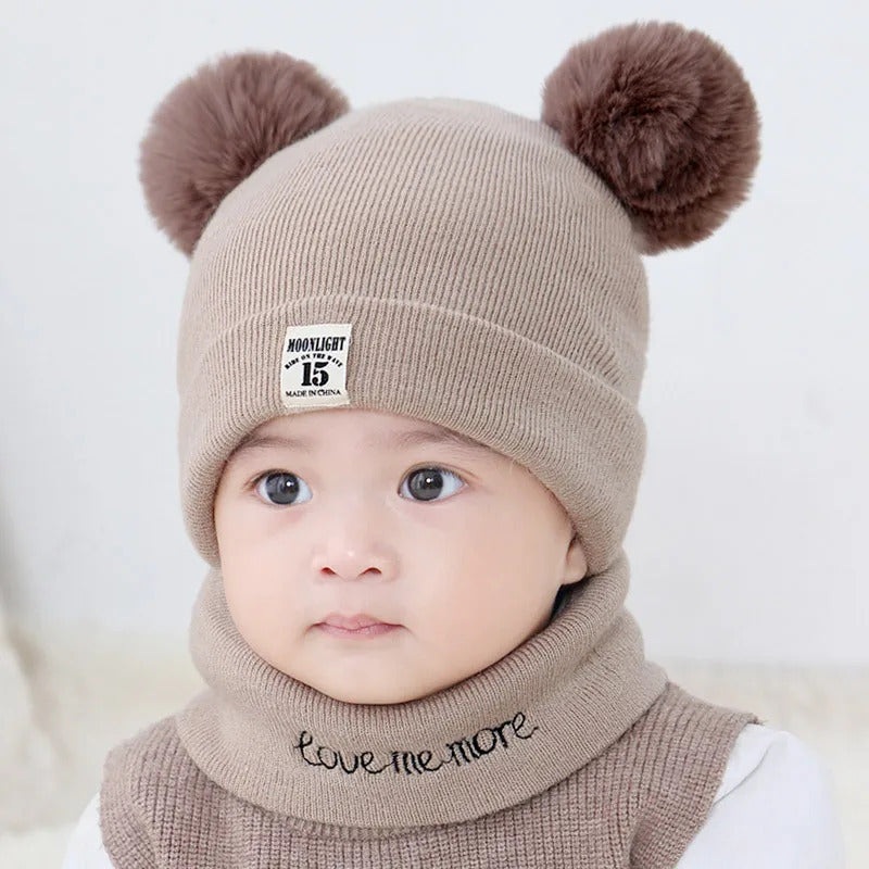 Baby Woolen Cap & Neck Warmer Set Brown – Sunshine