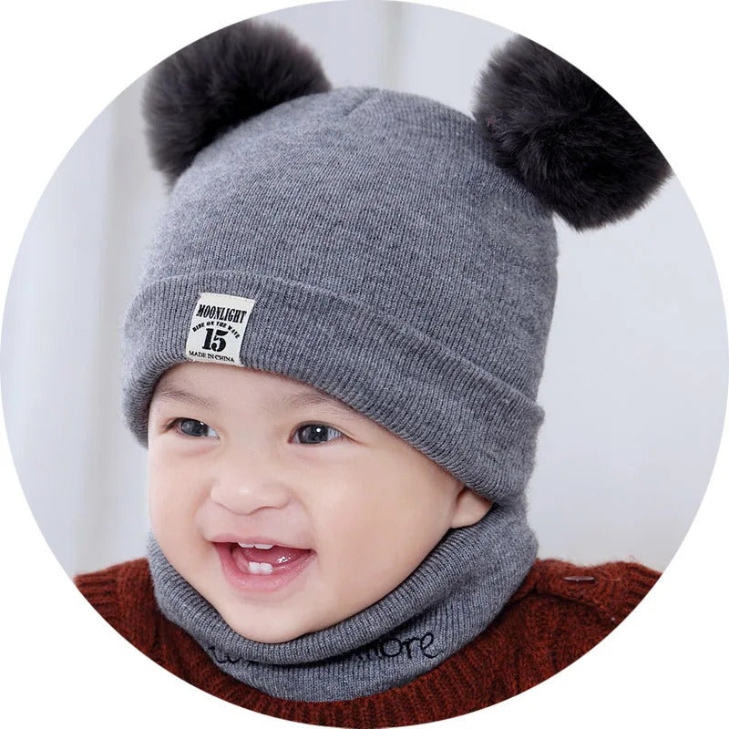 Baby Woolen Cap & Neck Warmer Set Grey – Sunshine