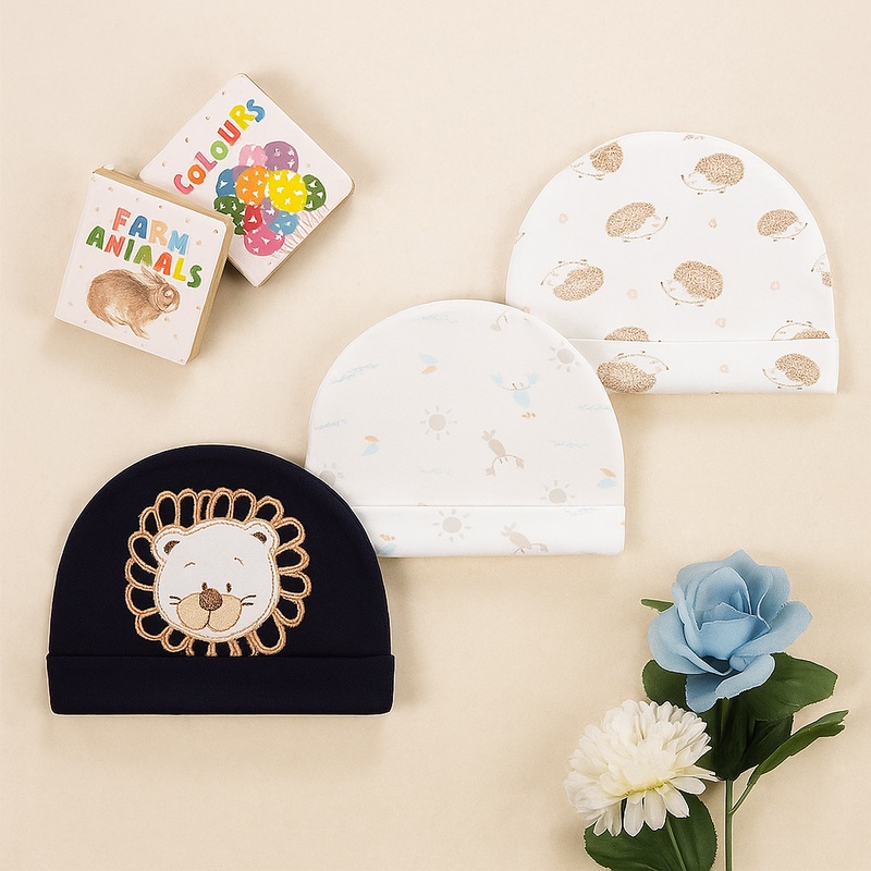 Baby Caps Pack Of 3 Bear Navy Blue – Sunshine