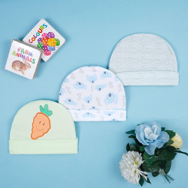 Baby Caps Pack Of 3 Carrot Green – Sunshine