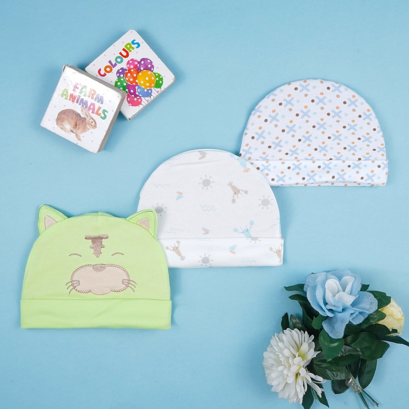 Baby Caps Pack Of 3 Cat Green – Sunshine