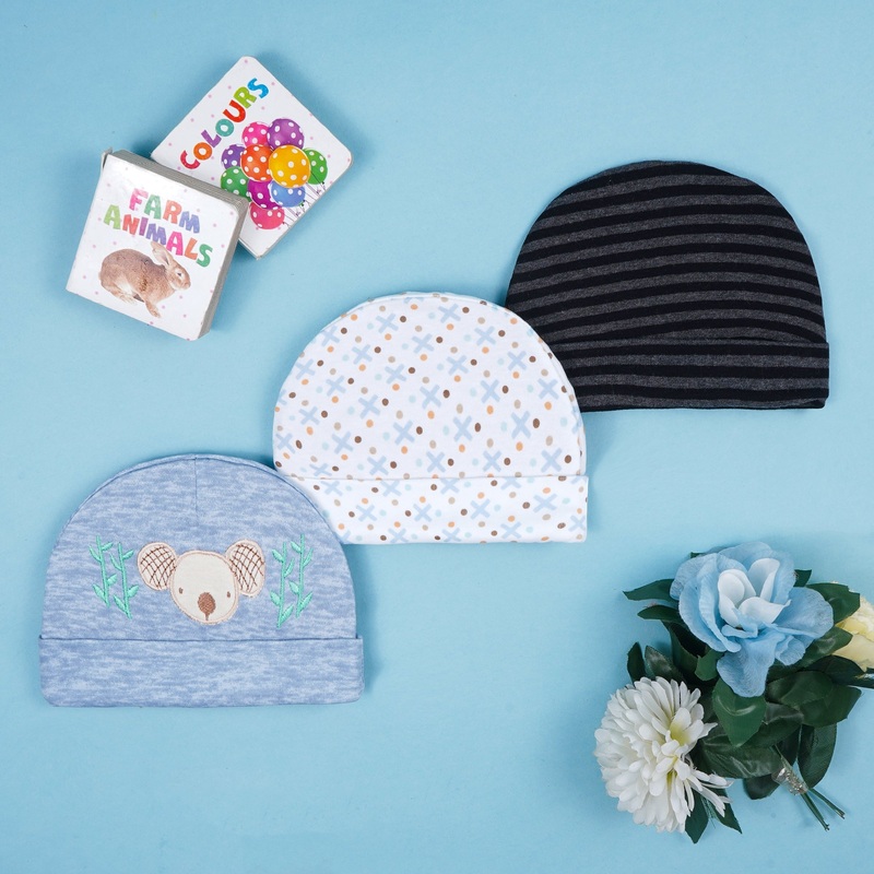 Baby Caps Pack Of 3 Koala Texture Blue – Sunshine