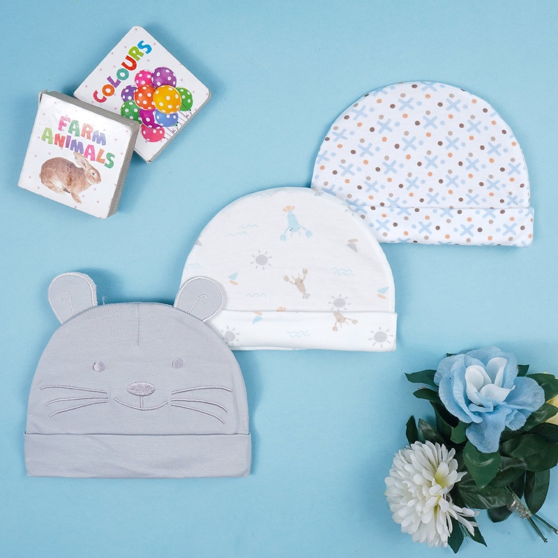 Baby Caps Pack Of 3 Rabbit Grey – Sunshine