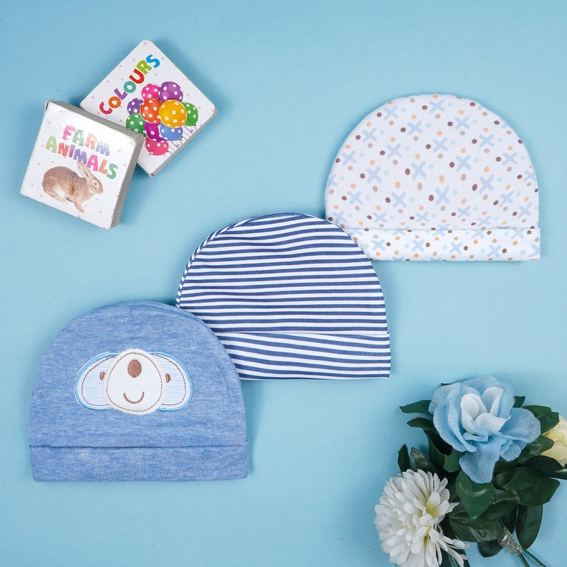 Baby Caps Pack Of 3 Seal Blue – Sunshine