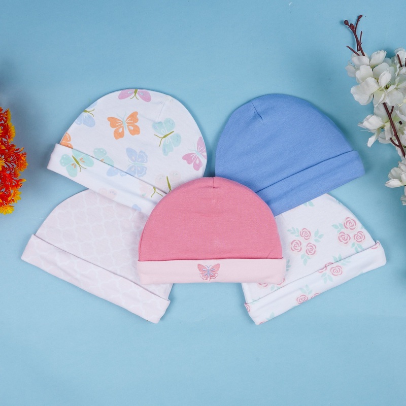 Baby Caps Pack Of 5 Butterfly Pink – Sunshine
