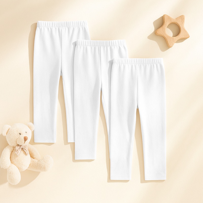 Baby Trouser Set Pack Of 3 Plain White – Mini Charm