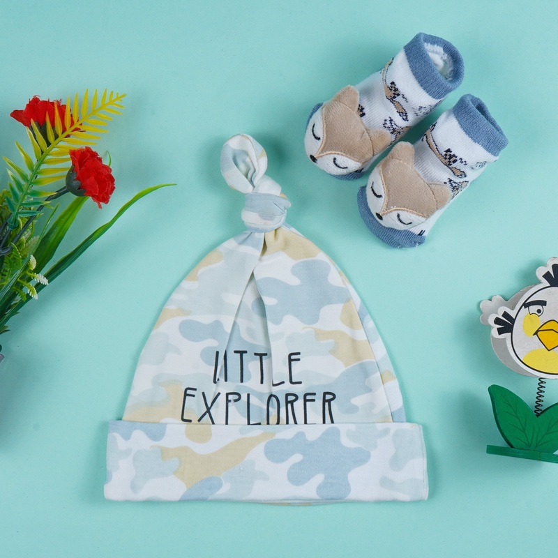 Baby Pack Of 2 Cap & Socks Set Little Fox Blue – Sunshine