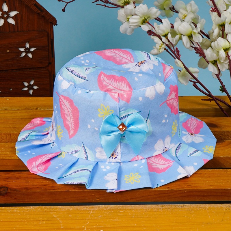 Kids Cotton Summer Hat Flowers Blue – Sunshine