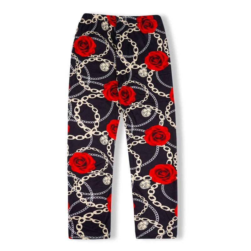 Girls Flexible Tights Floral & Chain Red – Sunshine