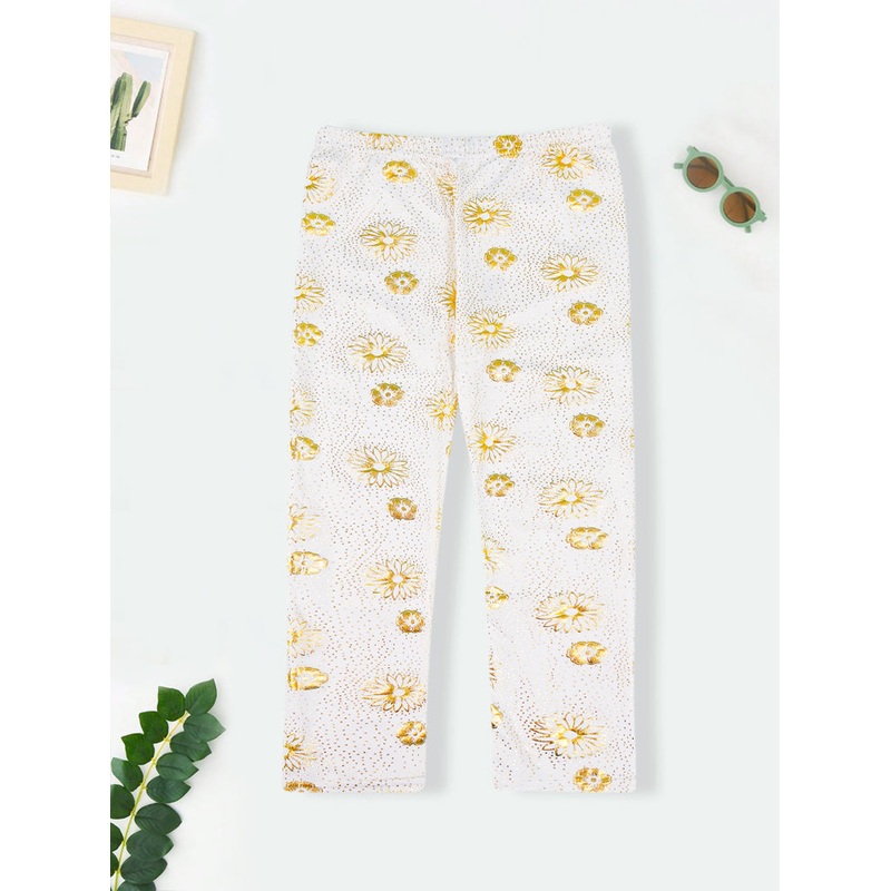 Girls Flexible Tights Floral Golden – Sunshine