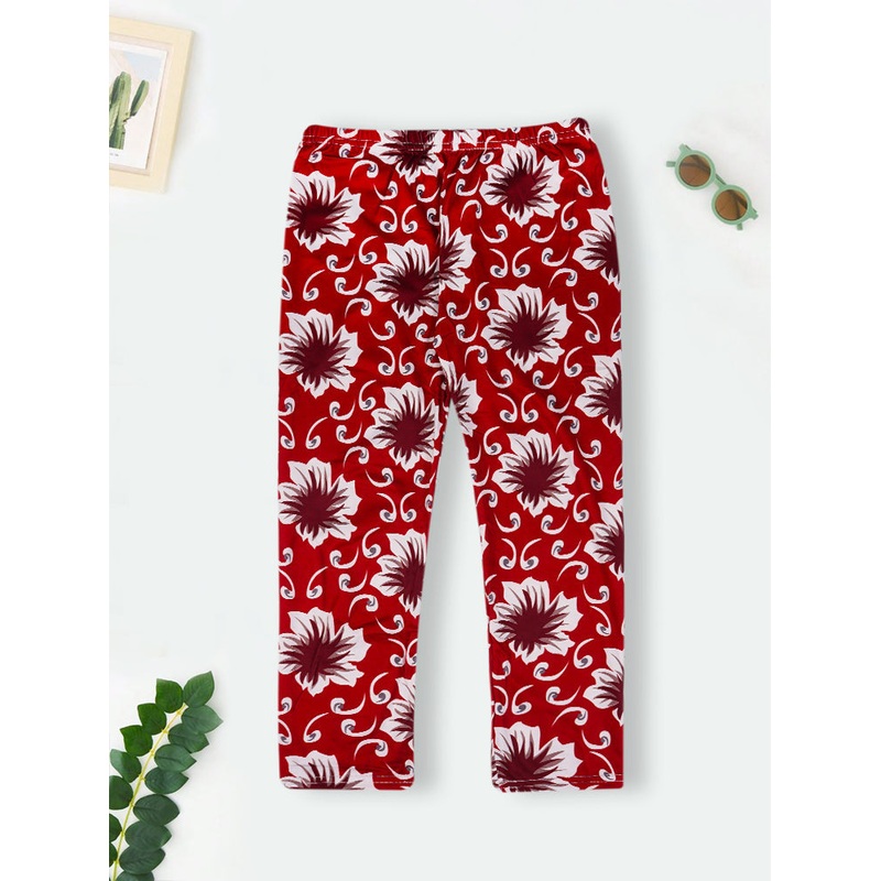 Girls Flexible Tights Floral Maroon – Sunshine